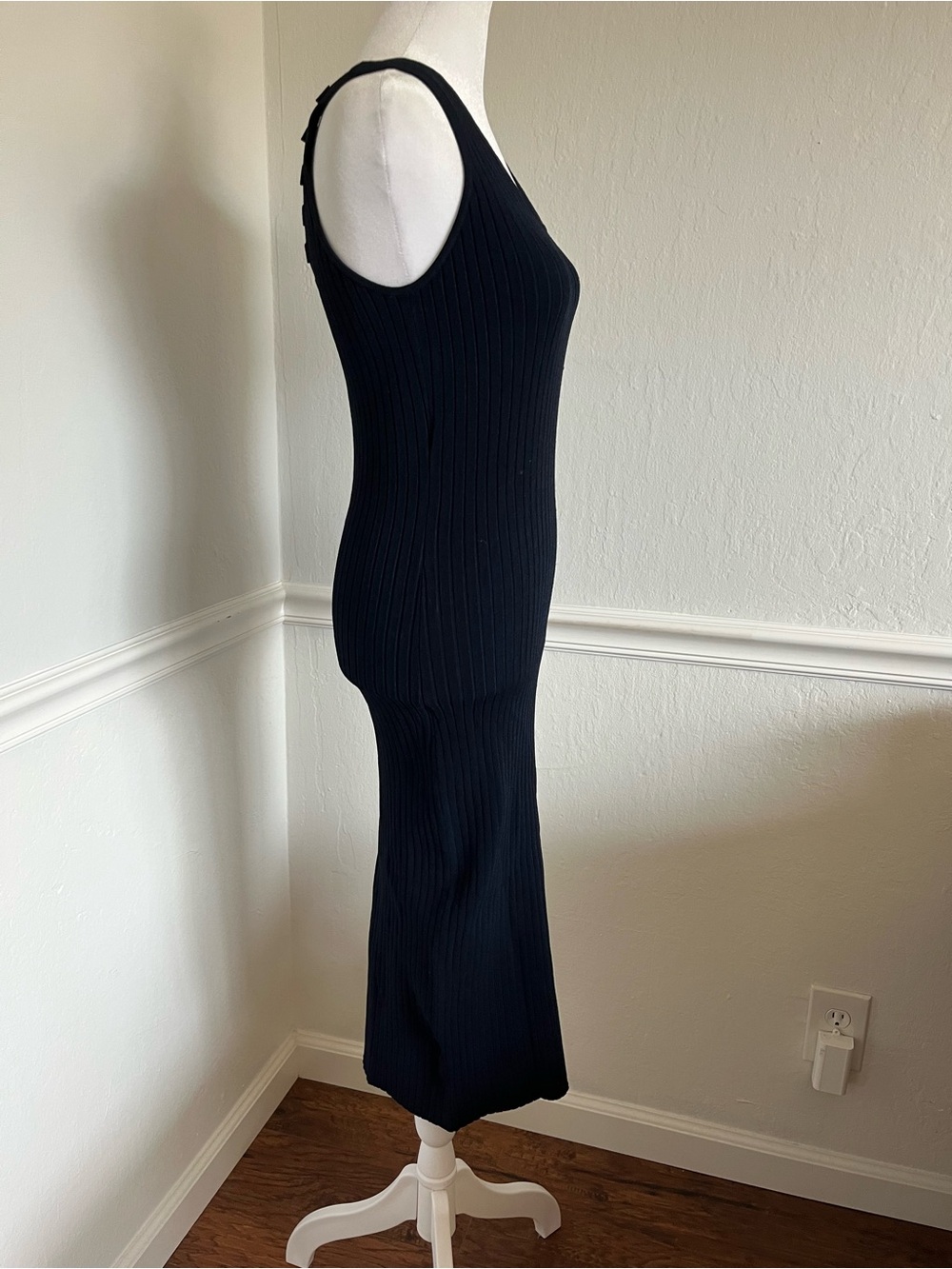 Autumn Cashmere Navy Ribbed Fitted Maxi Dress